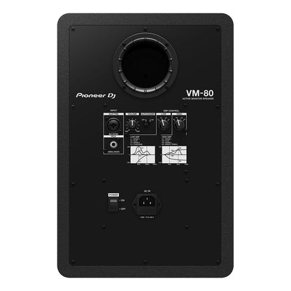 Pioneer DJ VM-80 2-Way Active Studio Monitor With Monitor Stand And Cable - Pair - Black
